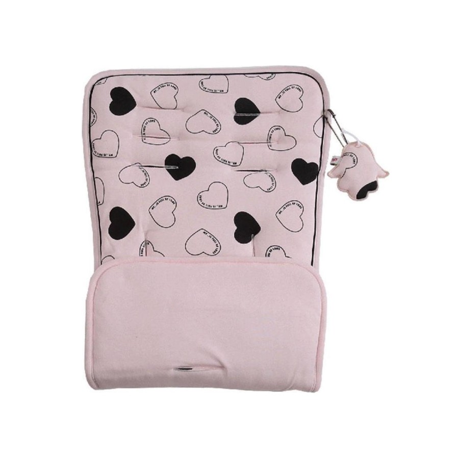 Minene Βαμβακερό Κάλυμμα Καροτσιού pink heart  10130001320OS