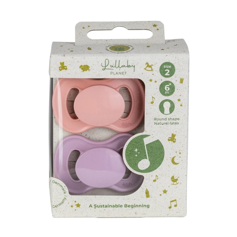 Lullaby Planet Σετ 2 Πιπίλες Latex Pink Coral & Lavender Breeze No 0-6 Μηνών