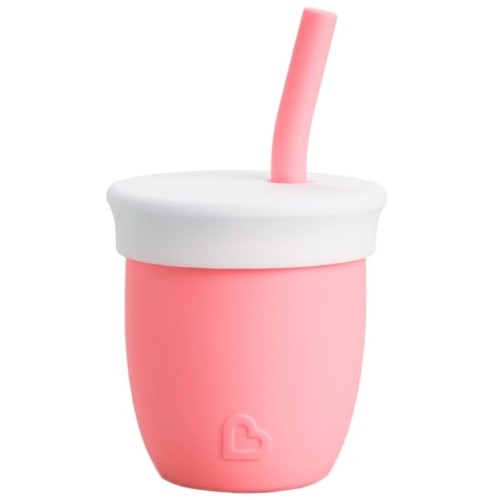 Munchkin C'est Silicone! Cup Βρεφικό Ποτήρι με Καλαμάκι Pink 118ml