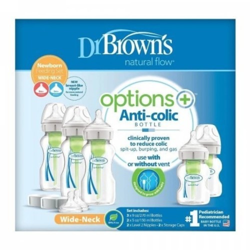 Dr. Brown's Natural Flow® Options+™ Πλαστικό Μπιμπερό Με Φαρδύ Λαιμό Promo Pack Large 5τμχ. 09600