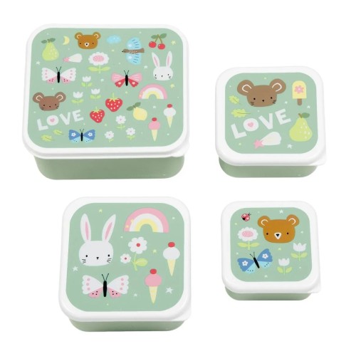 A Little Lovely Company Σετ 4 Δοχεία Φαγητού Lunch & Snack Box Joy