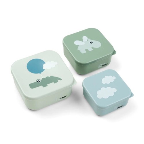 Done By Deer Σετ Φαγητού 3τμχ. Snack Box Happy Clouds - Green