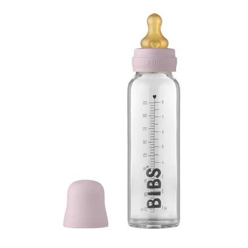 BIBS Μπιμπερό Γυάλινο Κατά των Κολικών 225ml με Θηλή Latex Dusky Lilac