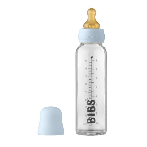  BIBS Μπιμπερό Γυάλινο Κατά των Κολικών 225ml με Θηλή Latex Baby Blue