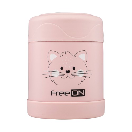 FreeON Ανοξείδωτο Παιδικό Θερμός Φαγητού Kitty Pink 350ml