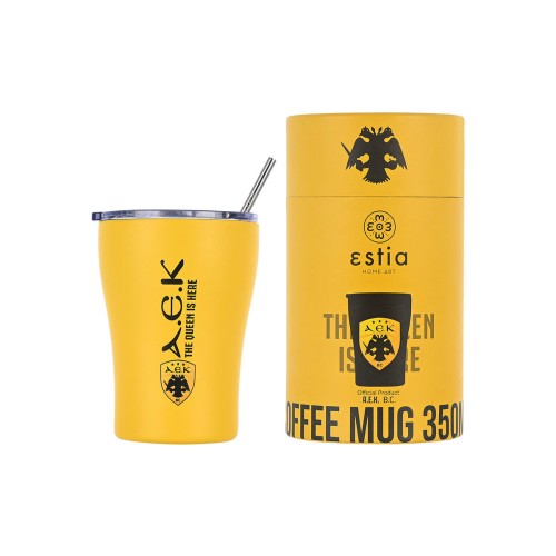 Estia Coffee Mug Ποτήρι Θερμός με Καλαμάκι AEK BC 350ml