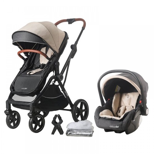 Coccolle Smart Baby Πολυκαρότσι Amani 3 σε 1 Sand Beige με Κάθισμα 0-13kg I-Size