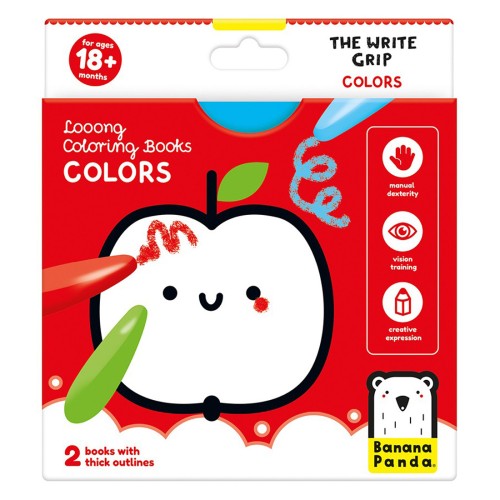 Banana Panda Βιβλία Ζωγραφικής Looong Coloring Books The White Grip Colors 2τμχ.