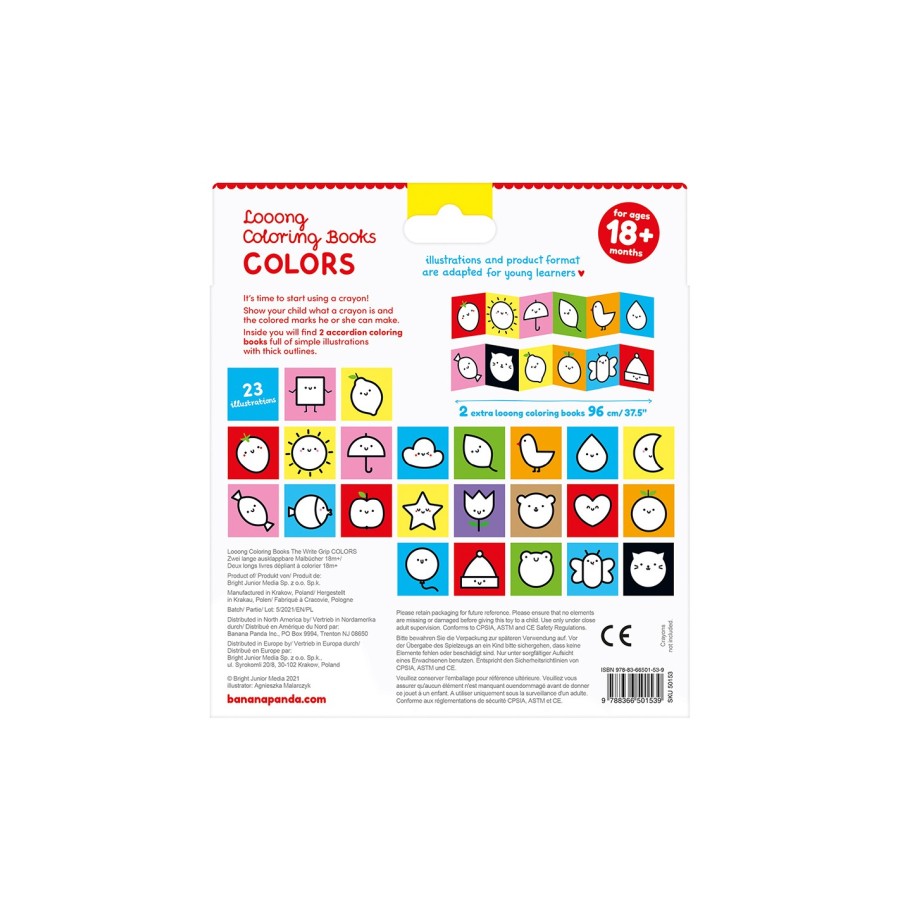 Banana Panda Βιβλία Ζωγραφικής Looong Coloring Books The White Grip Colors 2τμχ.