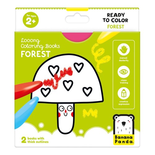 Banana Panda Βιβλία Ζωγραφικής Looong Coloring Books Ready To Color Forest 2τμχ.