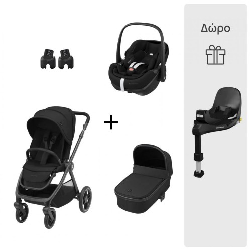 Maxi Cosi Παιδικό Καρότσι Oxford Essential Black + Πορτ Πεμπέ Oria + Kάθισμα Αυτοκινήτου Pebble 360 + Σετ Αντάπτορες Καθίσματος Αυτοκινήτου με ΔΩΡΟ η Βάση FamilyFix 360 PRO