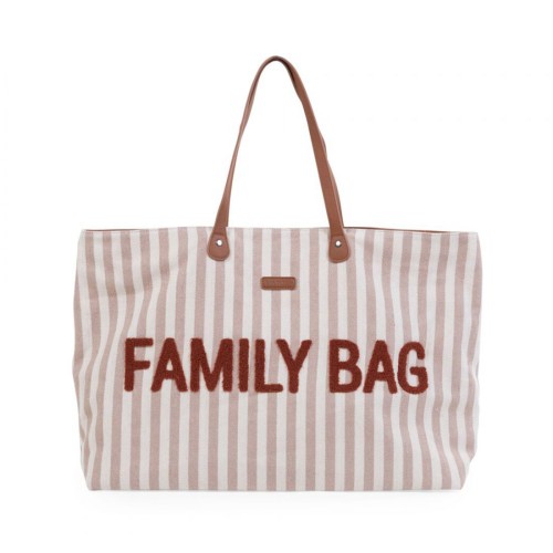 Childhome Τσάντα Αλλαγής Family Bag Stripes Nude Terracotta