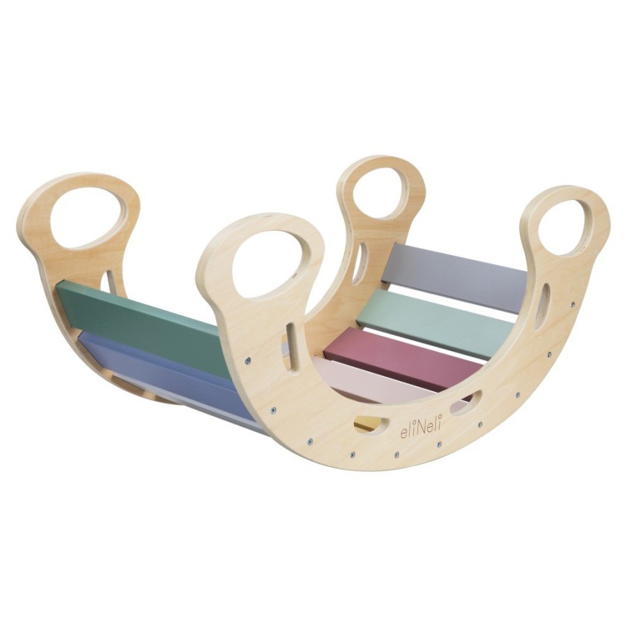 EliNeli Montessori Wooden Colors Ξύλινο Σετ Κούνια και Ράμπα Αναρρίχησης