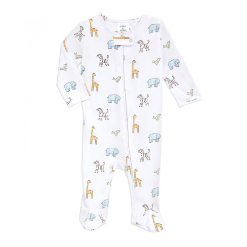 Aden + Anais Ολόσωμο Βαμβακερό Βρεφικό Φορμάκι Comfort Knit Footie Jungle Jammin 0-3M