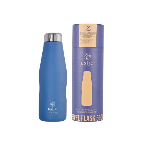 Estia Μπουκάλι Θερμός Travel Flask Save The Aegean Denim Blue 500ml