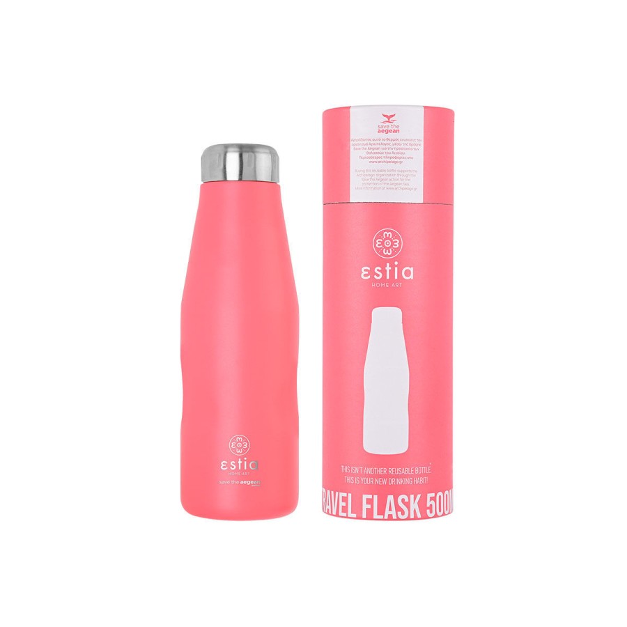 Estia Μπουκάλι Θερμός Travel Flask Save The Aegean Fusion Coral 500ml
