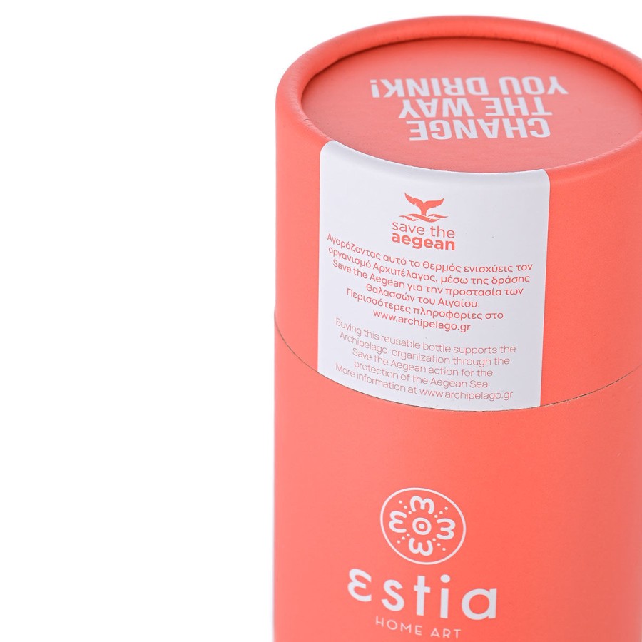 Estia Μπουκάλι Θερμός Travel Flask Save The Aegean Fusion Coral 500ml