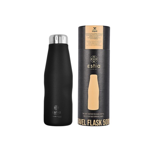 Estia Μπουκάλι Θερμός Travel Flask Save The Aegean Midnight Black 500ml