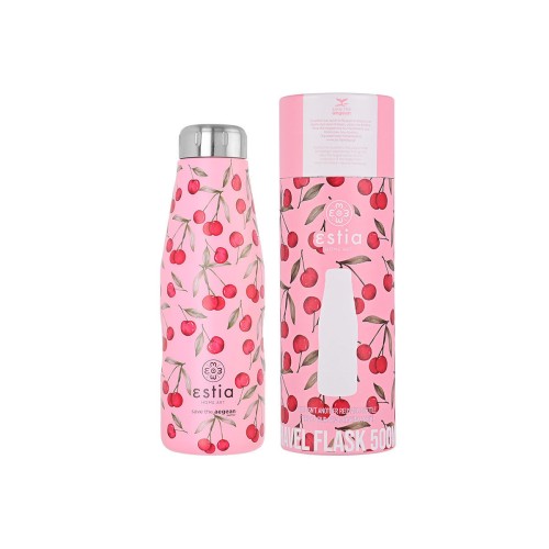 Estia Μπουκάλι Θερμός Travel Flask Save The Aegean 500ml Cherry Rose