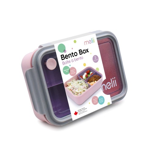 Melii Δοχείο Φαγητού Bento 3 θέσεων 1250ml Pink-Purple