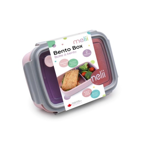 Melii Παιδικό Δοχείο Φαγητού Bento 2 θέσεων 880ml Pink-Purple