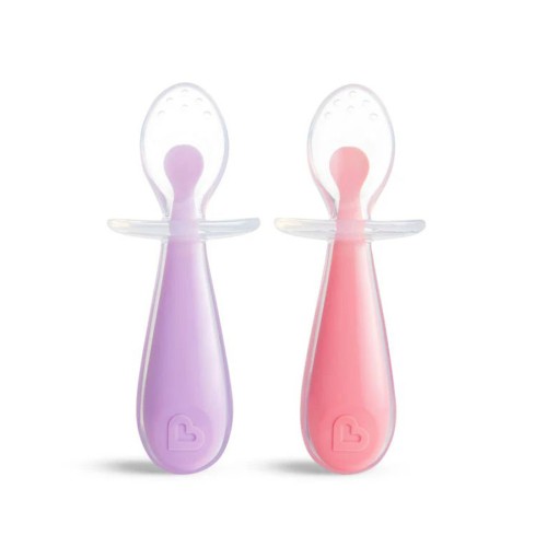 Munchkin Εκπαιδευτικά Κουταλάκια Σιλικόνης Gentle Training Spoons Purple-Pink Pastel 2τμχ.