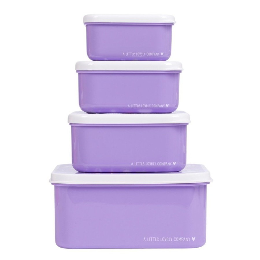 A Little Lovely Company Σετ 4 Παιδικά Δοχεία Φαγητού Lunch & Snack Box Unicorn Dreams
