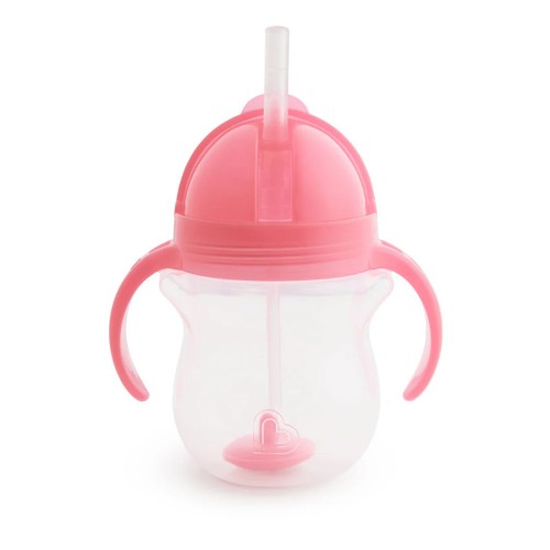 Munchkin Εκπαιδευτικό Ποτήρι με Καλαμάκι Tip & Sip Cup 207ml Pink Pastel