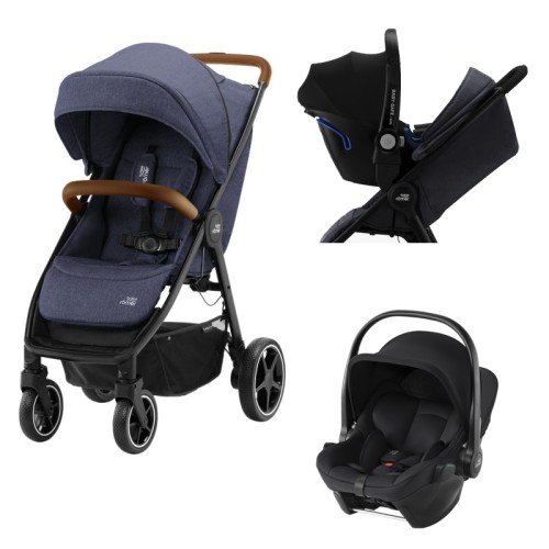 Britax Romer Πολυκαρότσι B-Agile R Navy Ink Brown με Κάθισμα Baby Safe Core Space Black & Δώρο Αντάπτορες