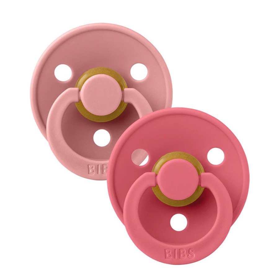 Bibs Πιπίλες Colour Σετ 2τμχ. Dusty Pink-Coral 100% Φυσικό Καουτσούκ No2 6-18m