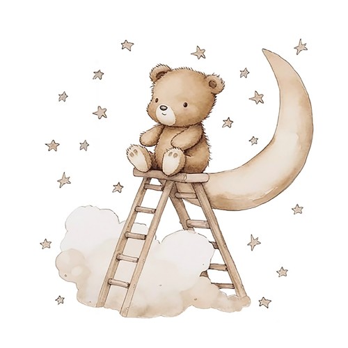 Sipo Αυτοκόλλητo Τοίχου Παιδικού Δωματίου Teddy Bear On A Ladder