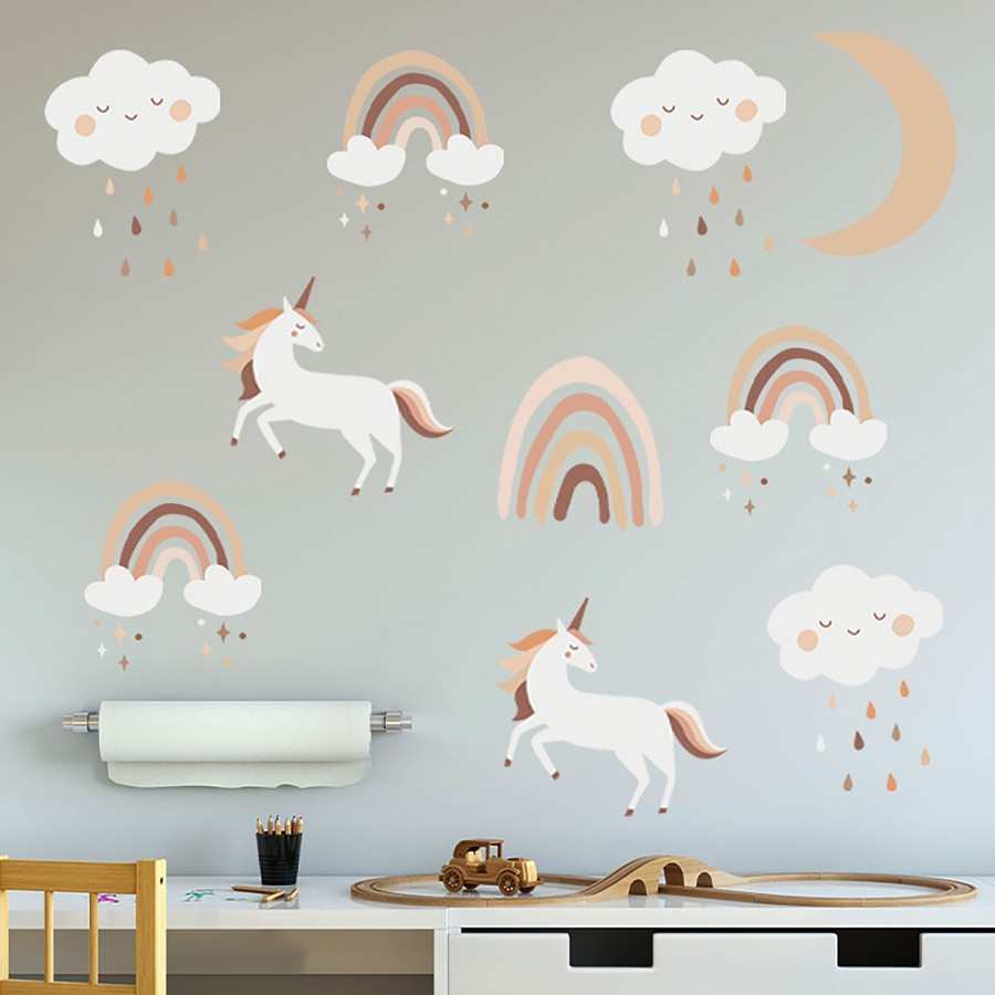 Sipo Αυτοκόλλητο Τοίχου Παιδικού Δωματίου Boho Rainbow Unicorn