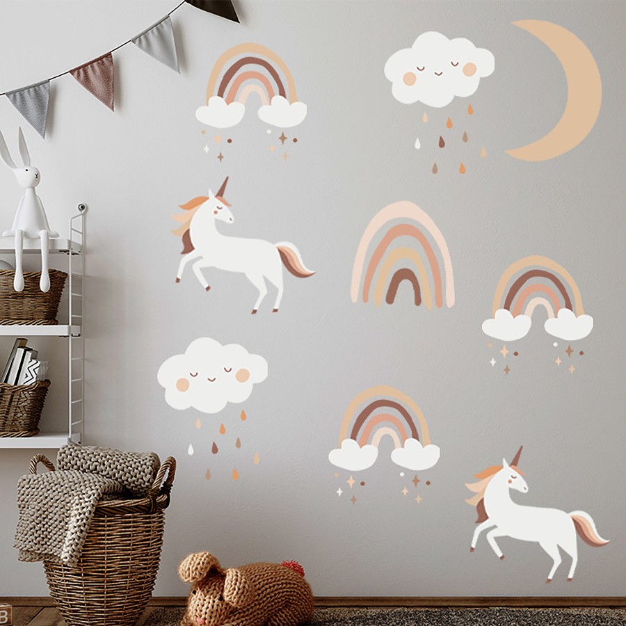 Sipo Αυτοκόλλητο Τοίχου Παιδικού Δωματίου Boho Rainbow Unicorn