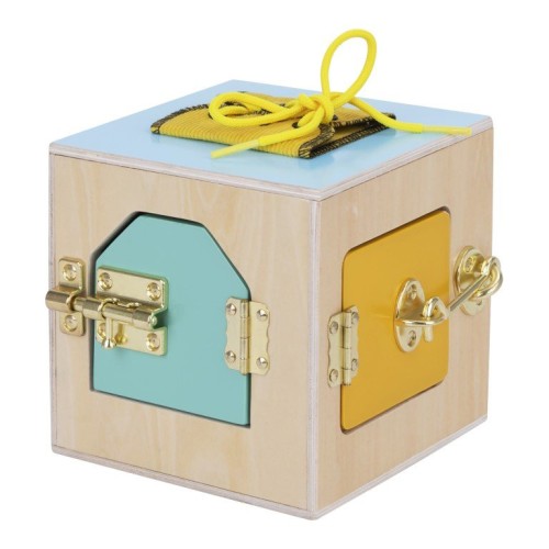 EliNeli Montessori Lock Box Κύβος Δραστηριοτήτων Με Κλειδαριές