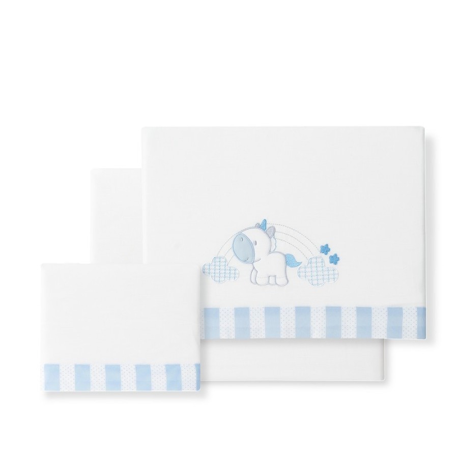 Interbaby Unicornio Nubes Σεντόνια Λlκνου 50×80 Σετ 3τμχ. White/Blue