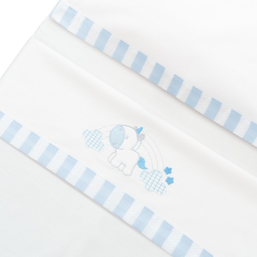 Interbaby Unicornio Nubes Σεντόνια Λlκνου 50×80 Σετ 3τμχ. White/Blue