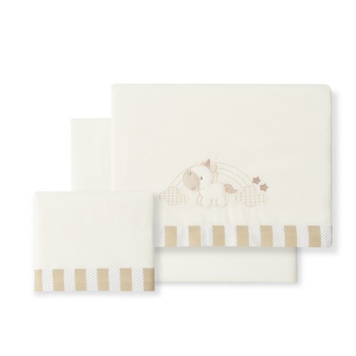 Interbaby Unicornio Nubes Σεντόνια Λlκνου 50×80 Σετ 3τμχ. White/Beige