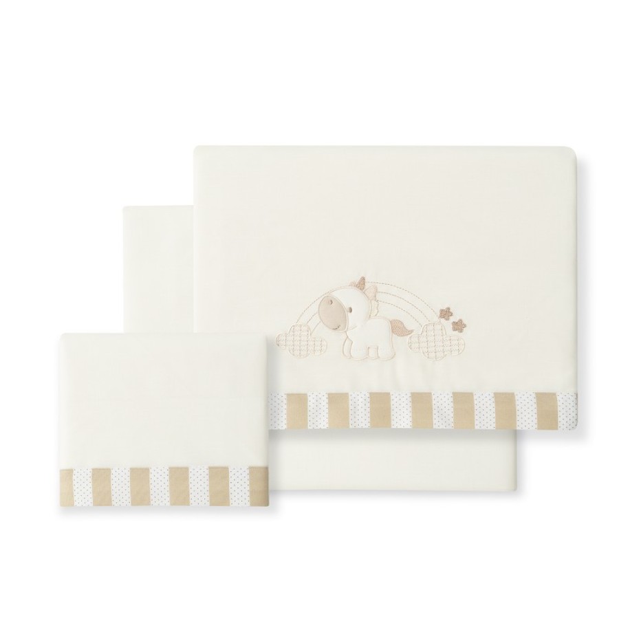 Interbaby Unicornio Nubes Σεντόνια Λlκνου 50×80 Σετ 3τμχ. White/Beige