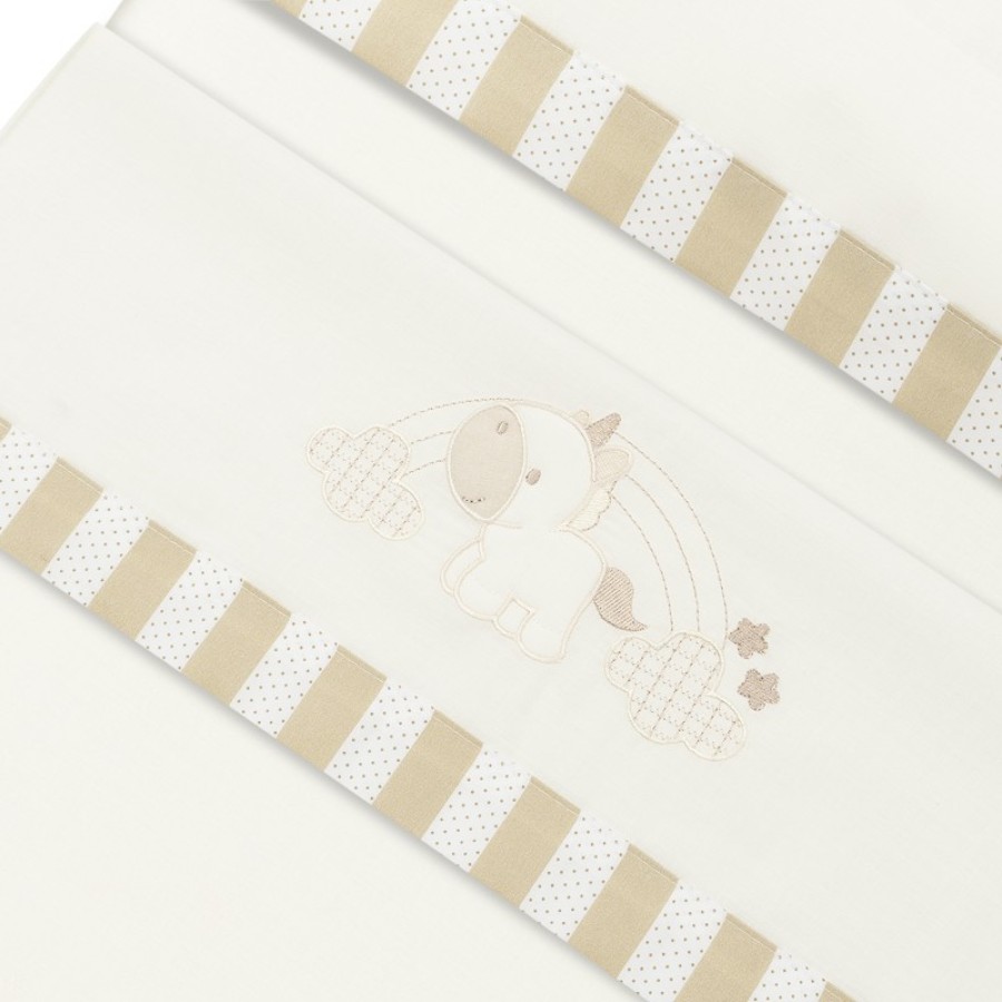 Interbaby Unicornio Nubes Σεντόνια Λlκνου 50×80 Σετ 3τμχ. White/Beige