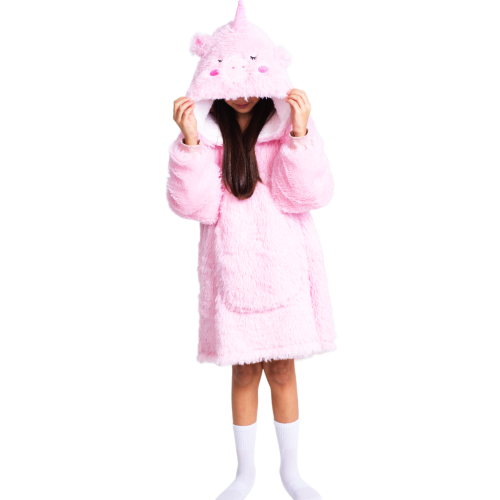 Noxxiez Φορετή Κουβέρτα Hoodie με Κουκούλα & Μανίκια Unicorn 7-12 ετών