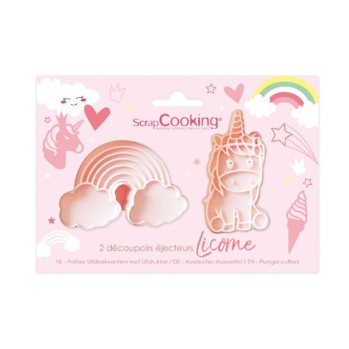 Scrap Cooking Σετ Καλούπια Μπισκότων με Έμβολο Unicorn Rainbow
