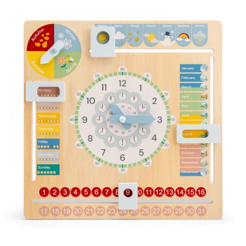 New Classic Toys Ξύλινο Ημερολογιακό Ρολόι Calendar Clock English