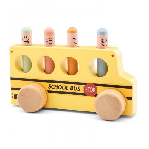 New Classic Toys Ξύλινο Σχολικό Pop Up School Bus