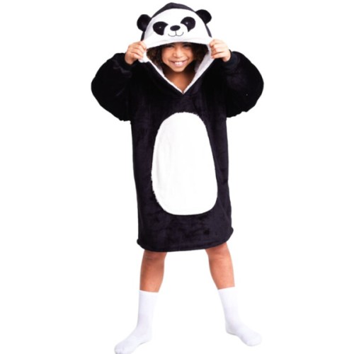 Noxxiez Φορετή Κουβέρτα Hoodie με Κουκούλα & Μανίκια Panda 7-12 ετών