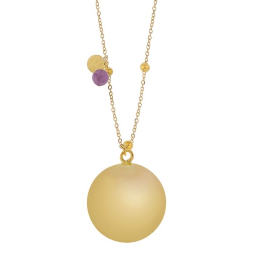 Proud Mama Μενταγιόν Εγκυμοσύνης Bola Olivia Gold Chain Αμέθυστος