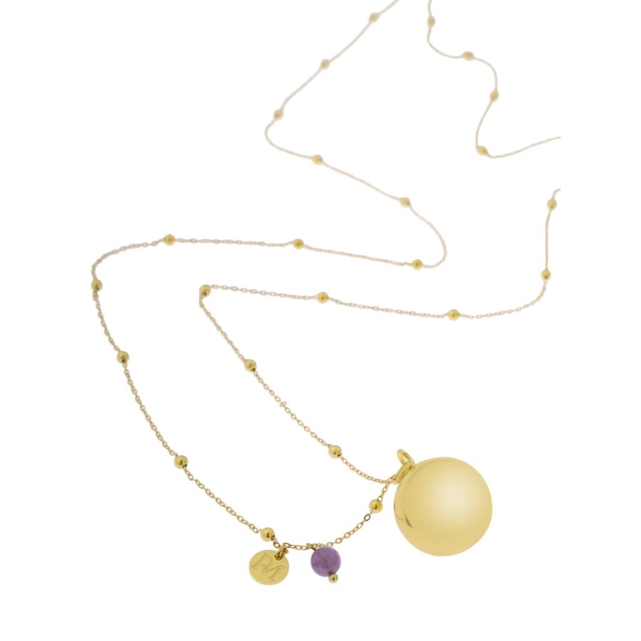 Proud Mama Μενταγιόν Εγκυμοσύνης Bola Olivia Gold Chain Αμέθυστος