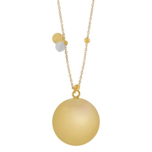 Proud Mama Μενταγιόν Εγκυμοσύνης Bola Olivia Gold Chain Γκρι Αχάτης