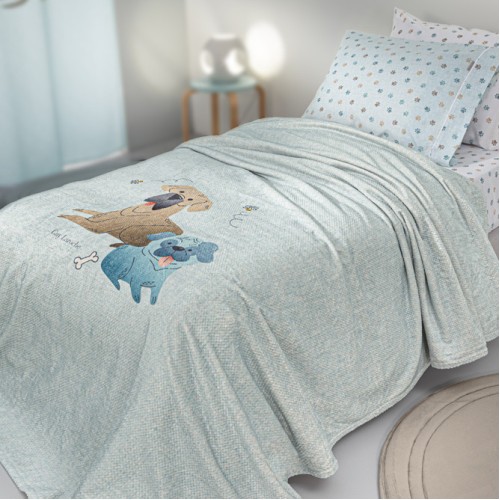 Saint Clair Παιδική Κουβέρτα Fleece Ultrasoft Μονή Paw Ciel 160x220εκ.