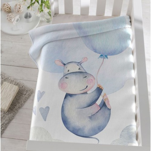 Piel Sa Κουβέρτα Κούνιας 110x140εκ. Sky Hippo Blue 110x140εκ.