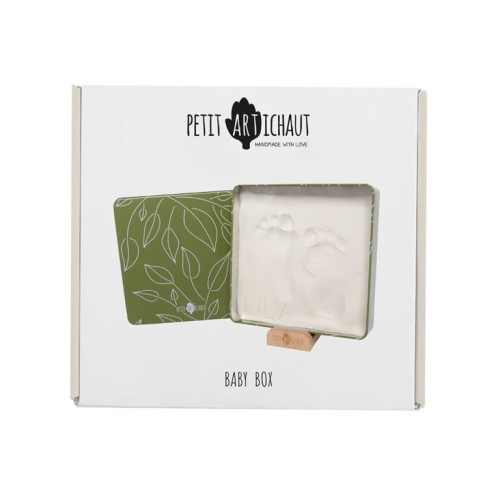 Petit Artichaut Μεταλλικό Κουτί για Αποτύπωμα Μωρού Box Square Olive Tree